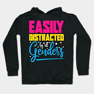 Easily Distracted By All Genders Funny Pan Queer Pansexual Hoodie